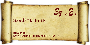 Szvák Erik névjegykártya